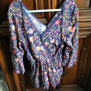 Blue and pink floral romper